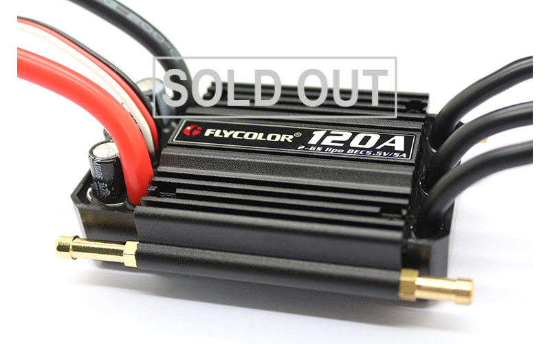 Flycolor 120A Brushless ESC Speed Control Support 2-6S Lipo BEC 5.5V/5A for RC Boat