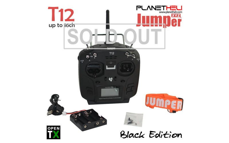 Jumper T12 OpenTX up to 16ch transmitter Radio with JP4-in-1 Multi-protocol RF Module (Black)
