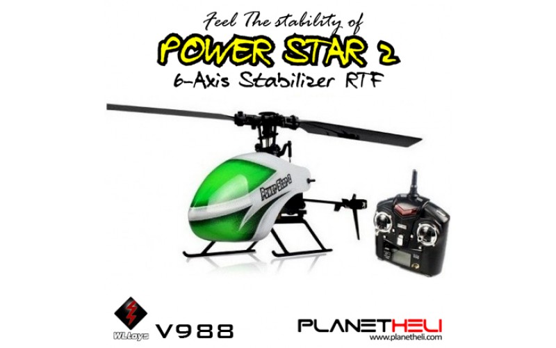 WLtoys V988 Power Star 2 4CH 6-Axis Gyro Flybarless Helicopter 2.4gHz Remote Control RTF
