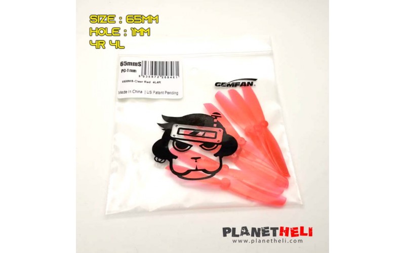 Gemfan 65mmS Transparent 2 leaf Propeller Red - 1mm hole