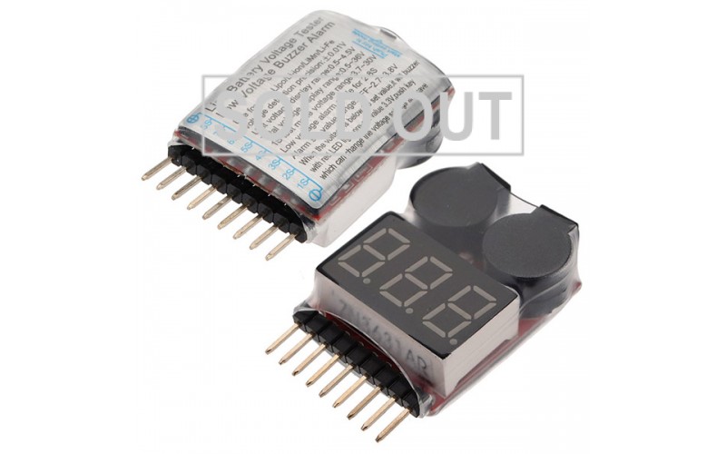 2 in 1 Lipo Battery Low Voltage Tester 1S-8S Buzzer Alarm